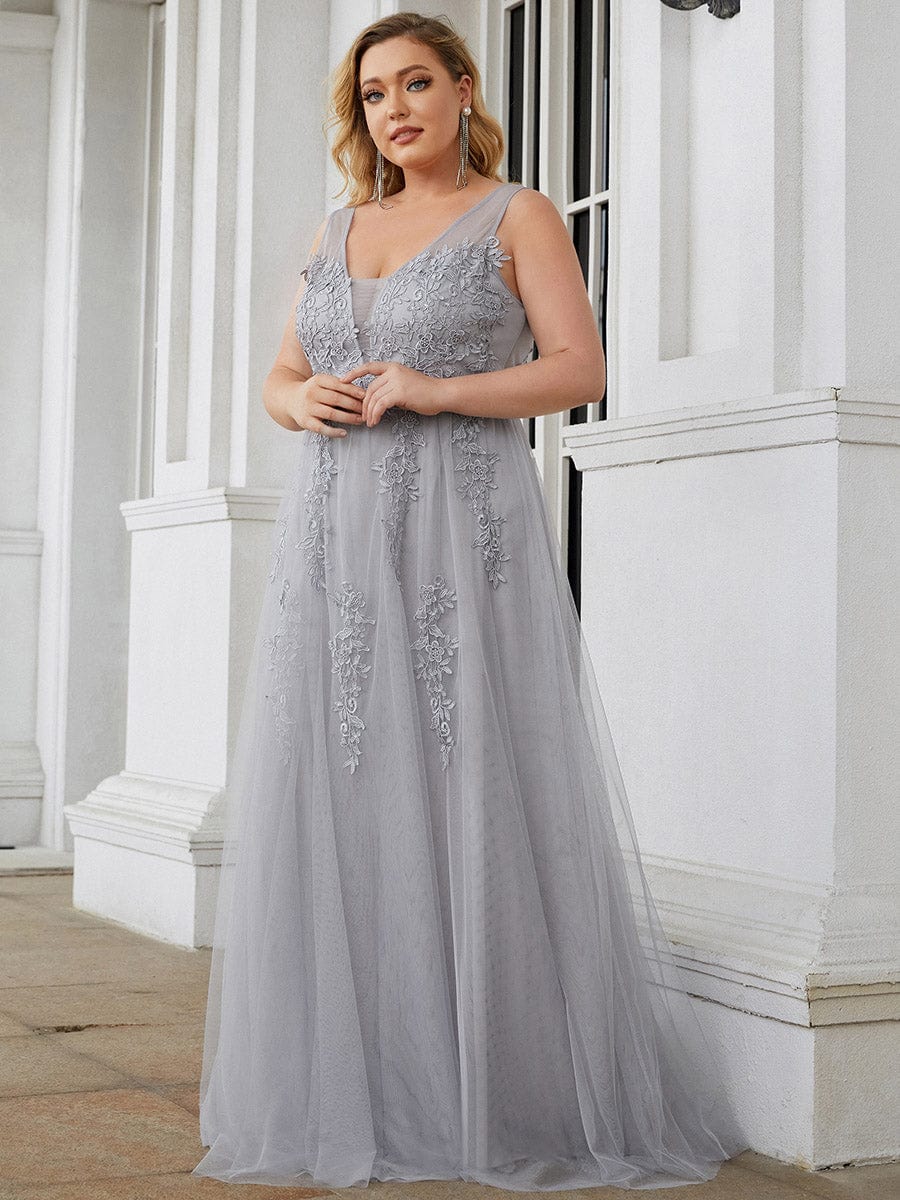 Elegant Plus Size Sleeveless Party Dress