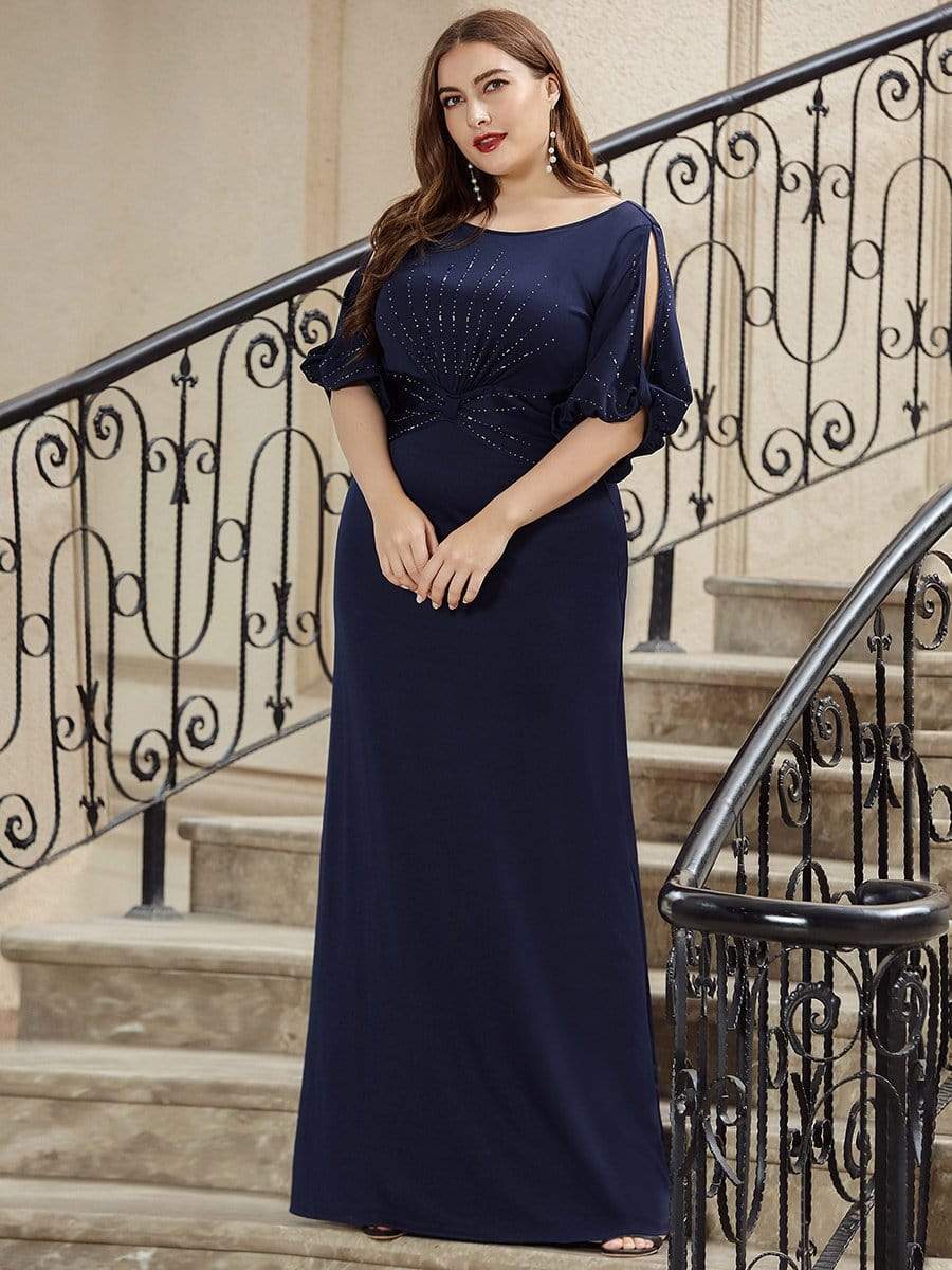 Elegant Plus Size Sparkling Bodycon Maxi Mermaid Evening Gown