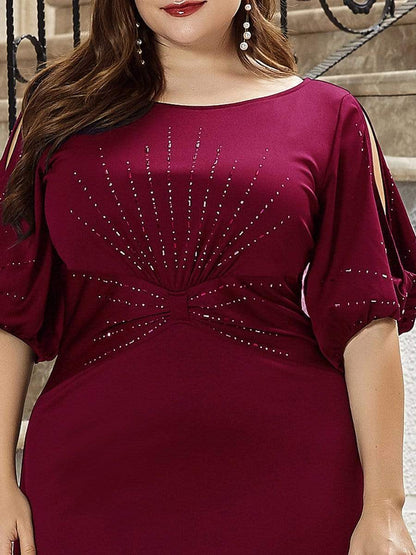 Elegant Plus Size Sparkling Bodycon Maxi Mermaid Evening Gown
