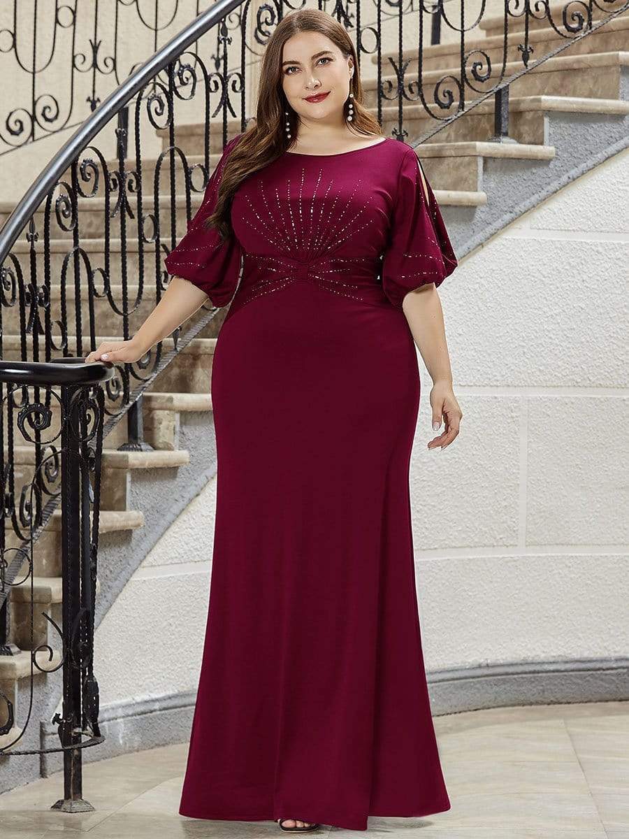 Elegant Plus Size Sparkling Bodycon Maxi Mermaid Evening Gown