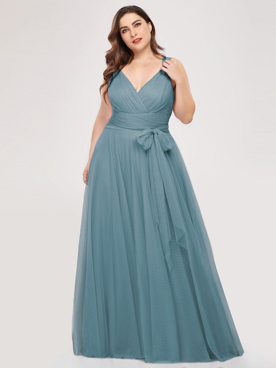 Elegant Plus Size Tulle Bridesmaid Gown for Curvy Women