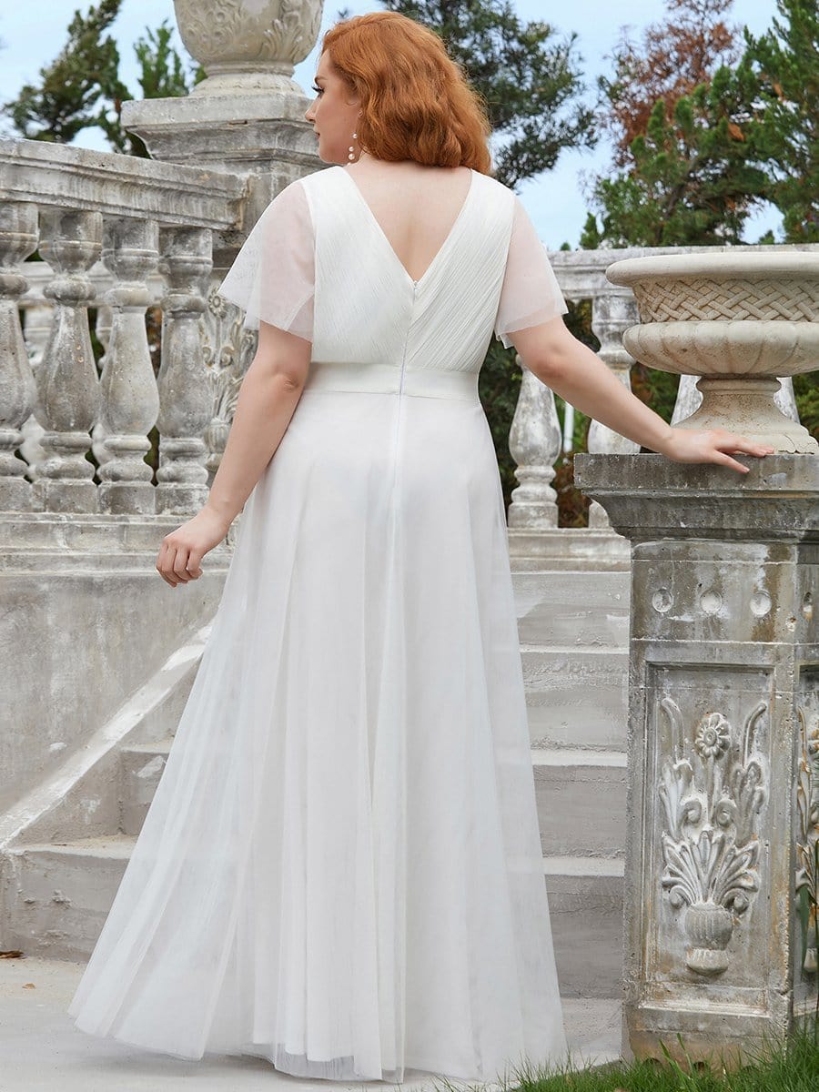 Elegant Plus Size V-Neck Floor-Length Bridesmaid Gown