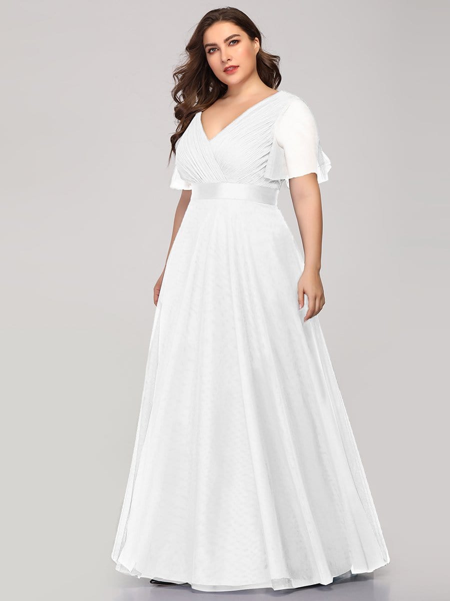 Elegant Plus Size V-Neck Floor-Length Bridesmaid Gown
