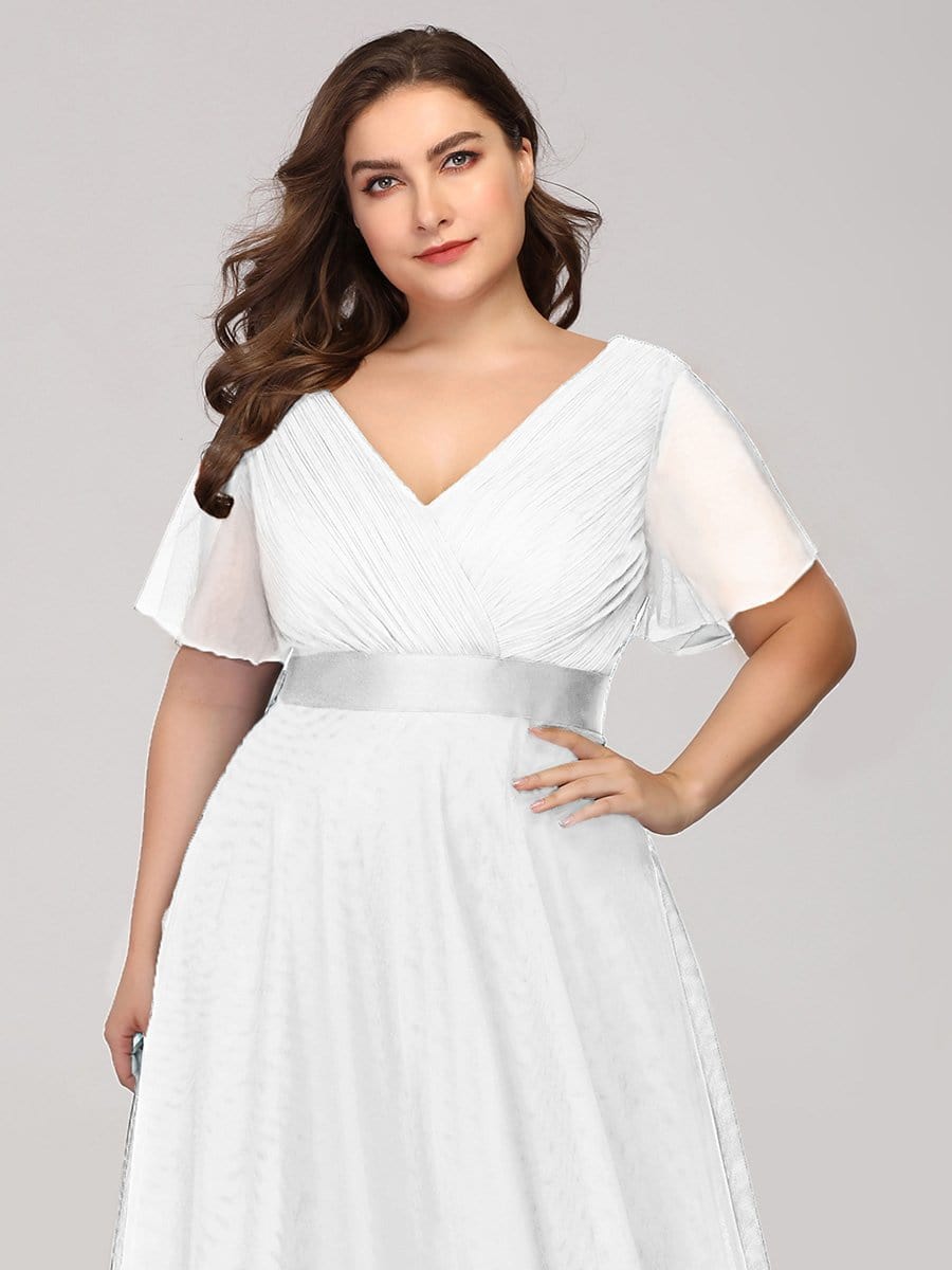 Elegant Plus Size V-Neck Floor-Length Bridesmaid Gown