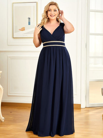Elegant Plus Size V-Neck Sleeveless Bridesmaid Gown