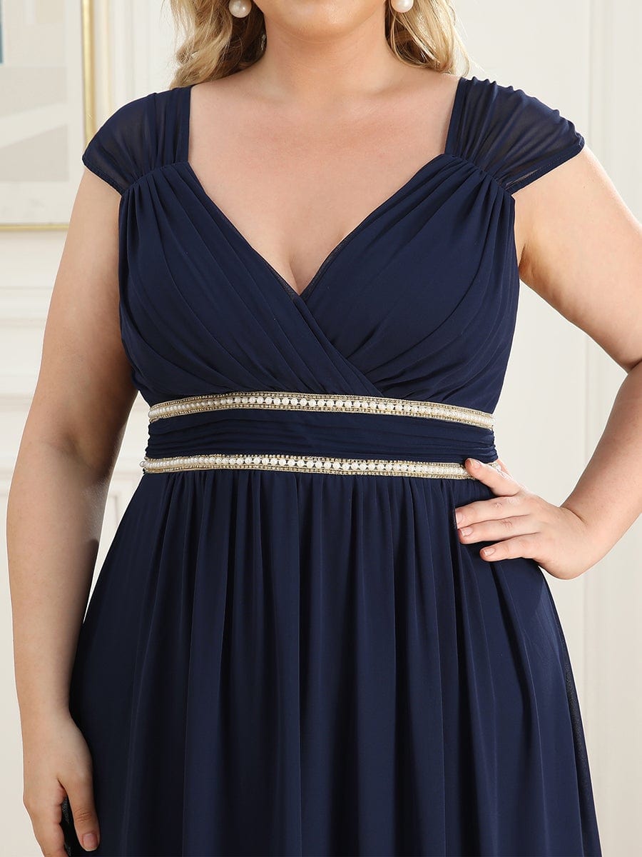 Elegant Plus Size V-Neck Sleeveless Bridesmaid Gown