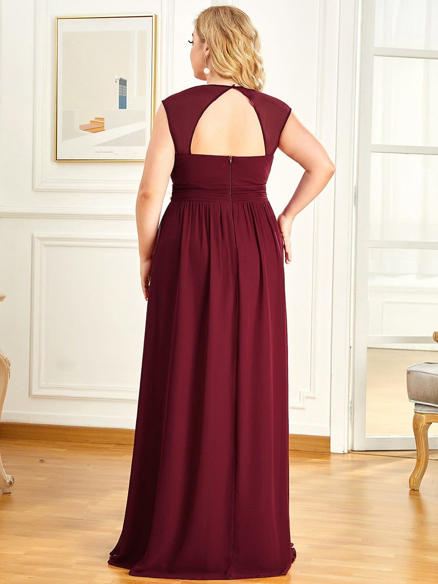 Elegant Plus Size V-Neck Sleeveless Bridesmaid Gown