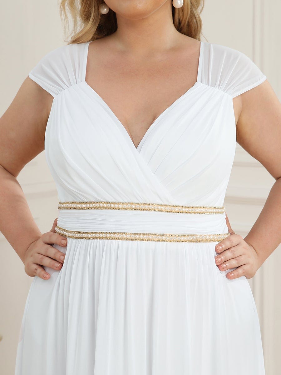 Elegant Plus Size V-Neck Sleeveless Bridesmaid Gown