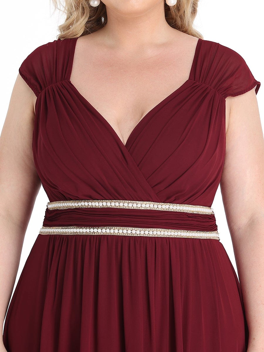 Elegant Plus Size V-Neck Sleeveless Bridesmaid Gown