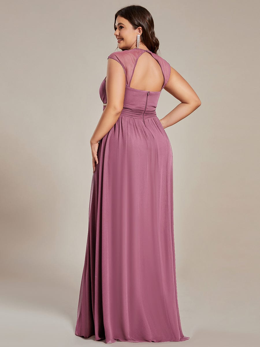 Elegant Plus Size V-Neck Sleeveless Bridesmaid Gown