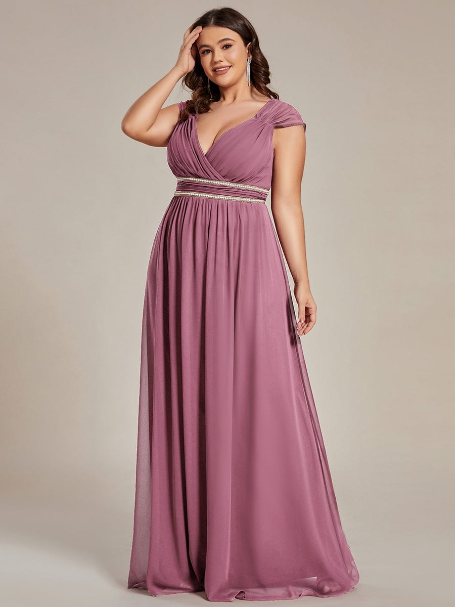Elegant Plus Size V-Neck Sleeveless Bridesmaid Gown