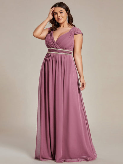Elegant Plus Size V-Neck Sleeveless Bridesmaid Gown