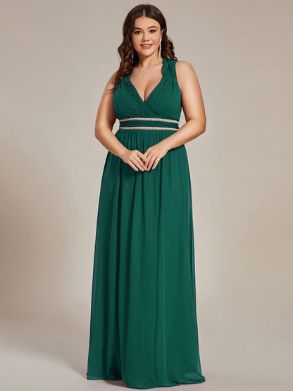 Elegant Plus Size V-Neck Sleeveless Bridesmaid Gown
