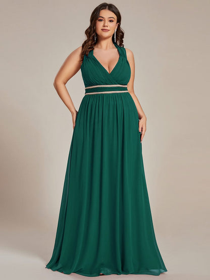 Elegant Plus Size V-Neck Sleeveless Bridesmaid Gown