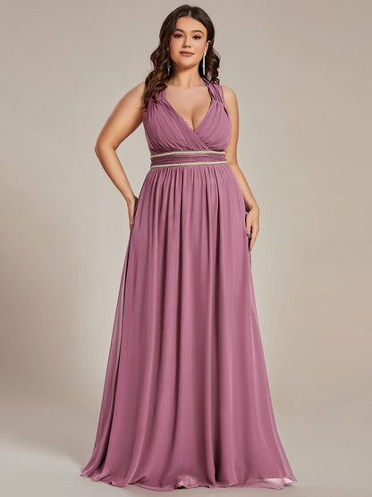 Elegant Plus Size V-Neck Sleeveless Bridesmaid Gown
