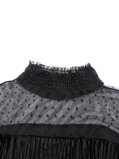 Elegant Polka Dot Long Sleeve Velvet Bodysuit