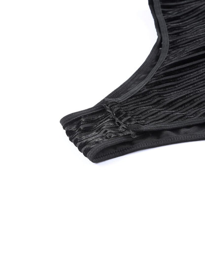 Elegant Polka Dot Long Sleeve Velvet Bodysuit