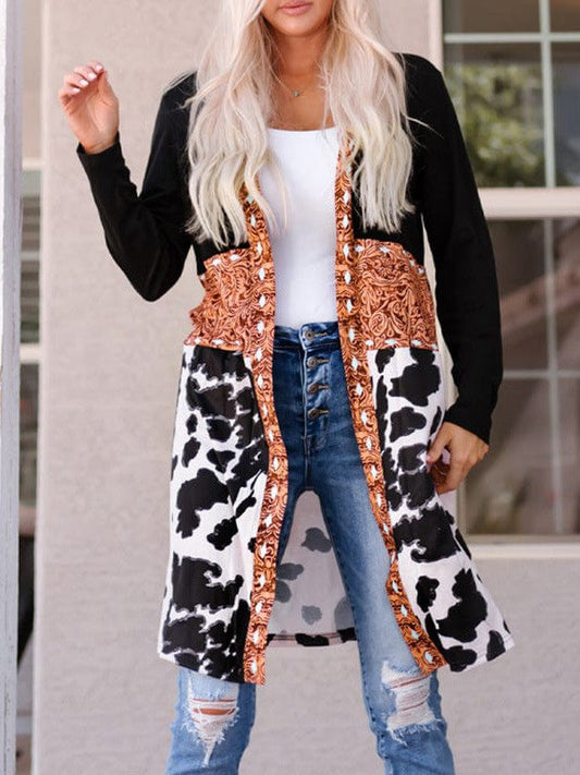 Elegant Printed Long Sleeve Cardigan Jacket in Japanese Cotton