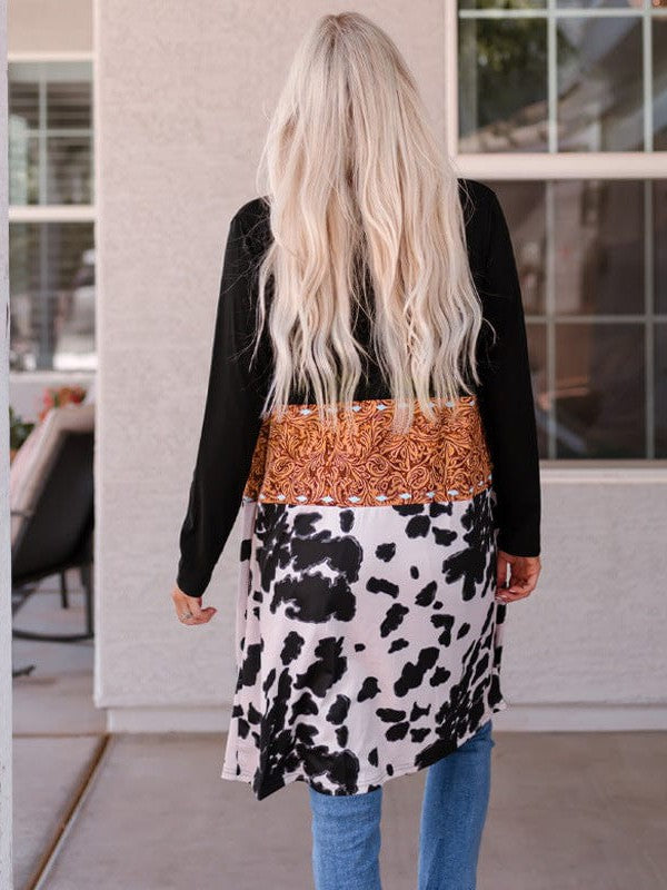 Elegant Printed Long Sleeve Cardigan Jacket in Japanese Cotton