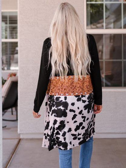 Elegant Printed Long Sleeve Cardigan Jacket in Japanese Cotton