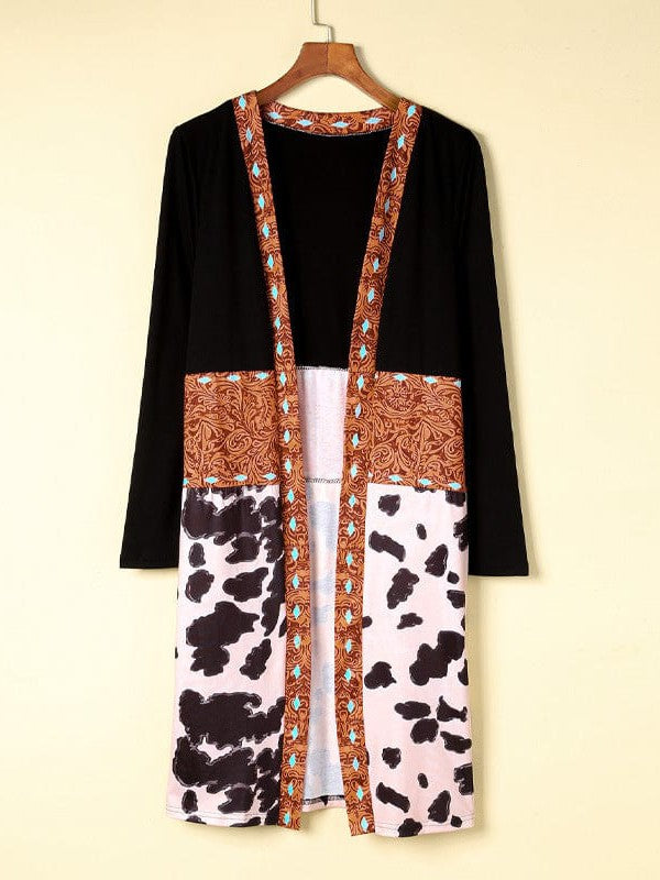 Elegant Printed Long Sleeve Cardigan Jacket in Japanese Cotton