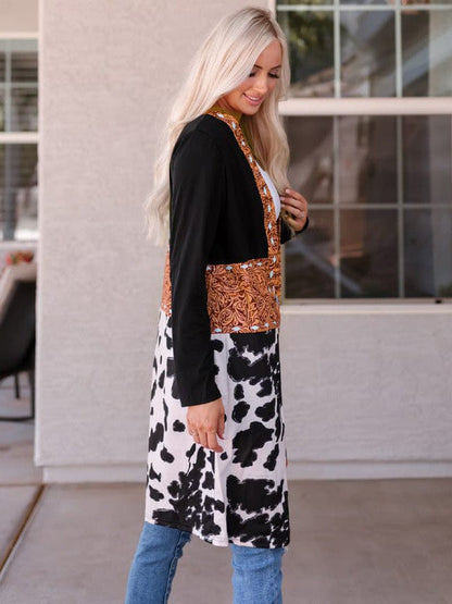 Elegant Printed Long Sleeve Cardigan Jacket in Japanese Cotton