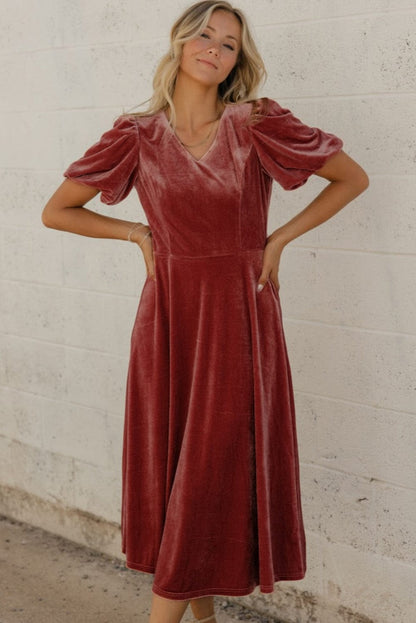 Elegant Red Velvet A-Line Wedding Dress with Gold Flame Detail