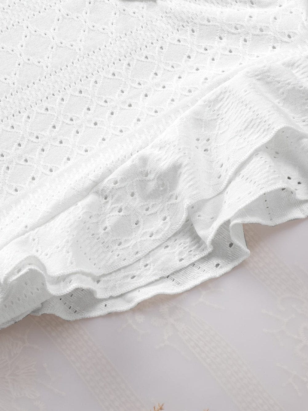 Elegant Rhombus Textured Ruffle Sleeve Top