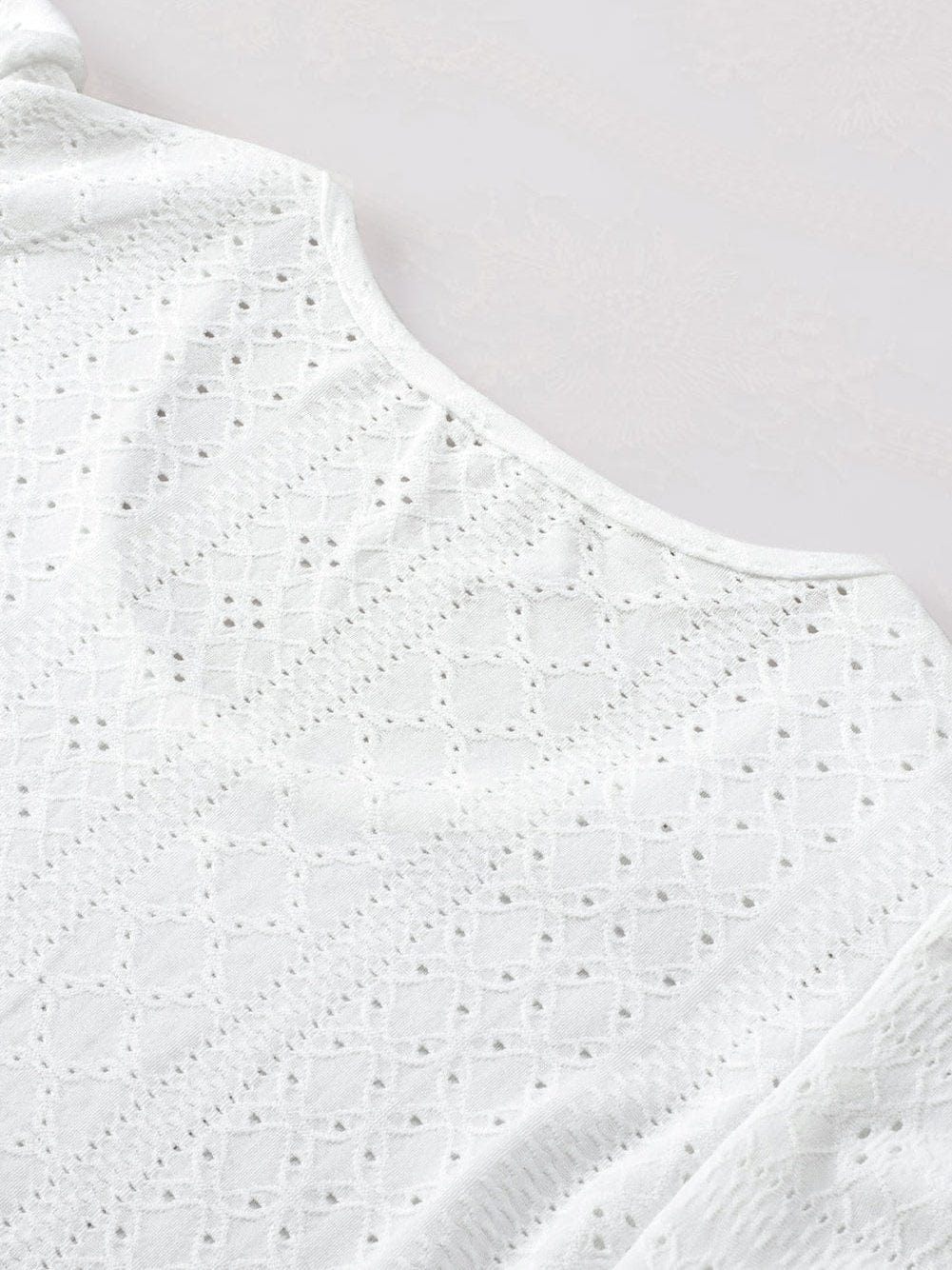 Elegant Rhombus Textured Ruffle Sleeve Top