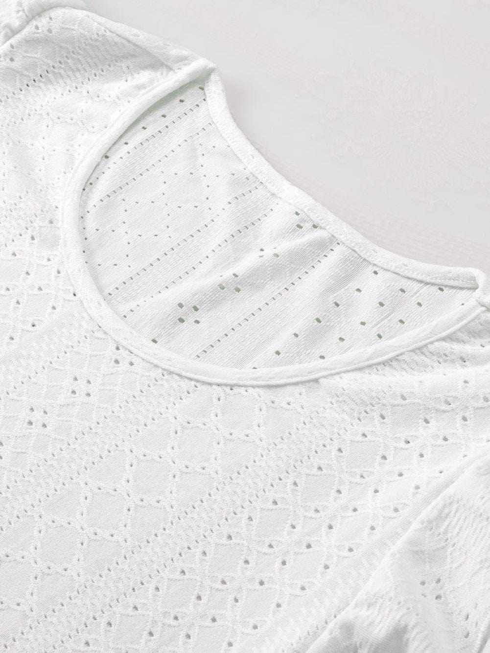 Elegant Rhombus Textured Ruffle Sleeve Top