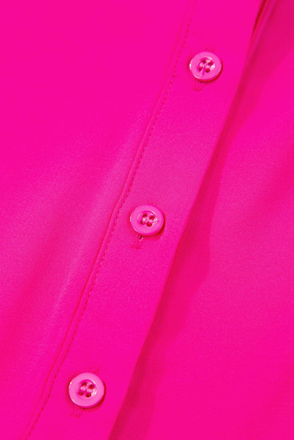 Elegant Rose Balloon Sleeve Maxi Shirt Dress