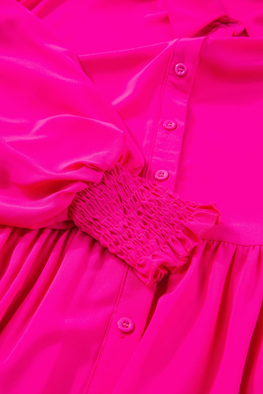 Elegant Rose Balloon Sleeve Maxi Shirt Dress