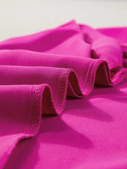 Elegant Rose Red Satin Cross Back Cowl Neck Tank Top