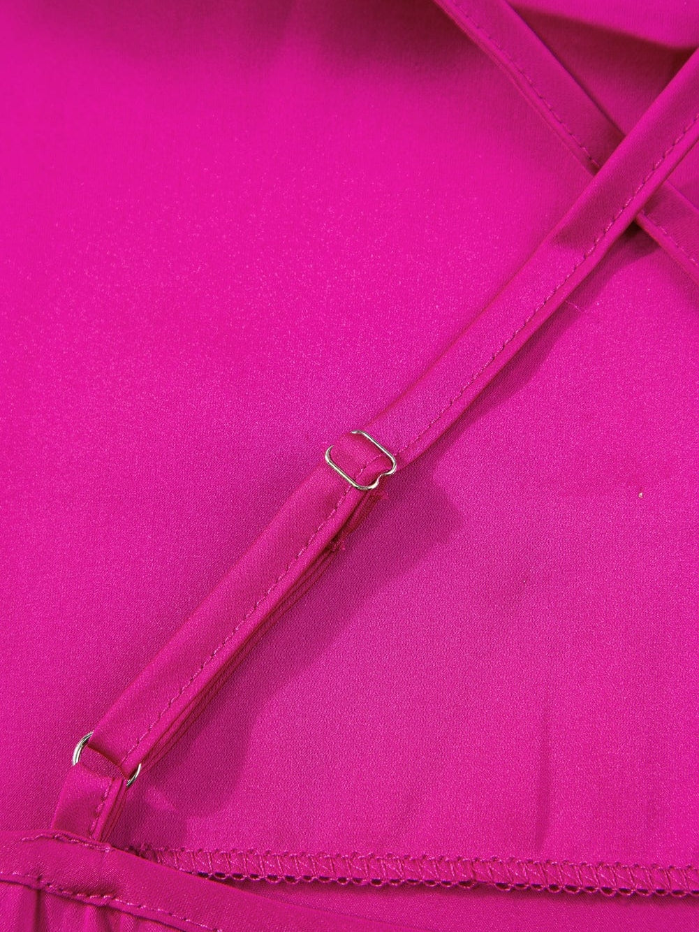 Elegant Rose Red Satin Cross Back Cowl Neck Tank Top