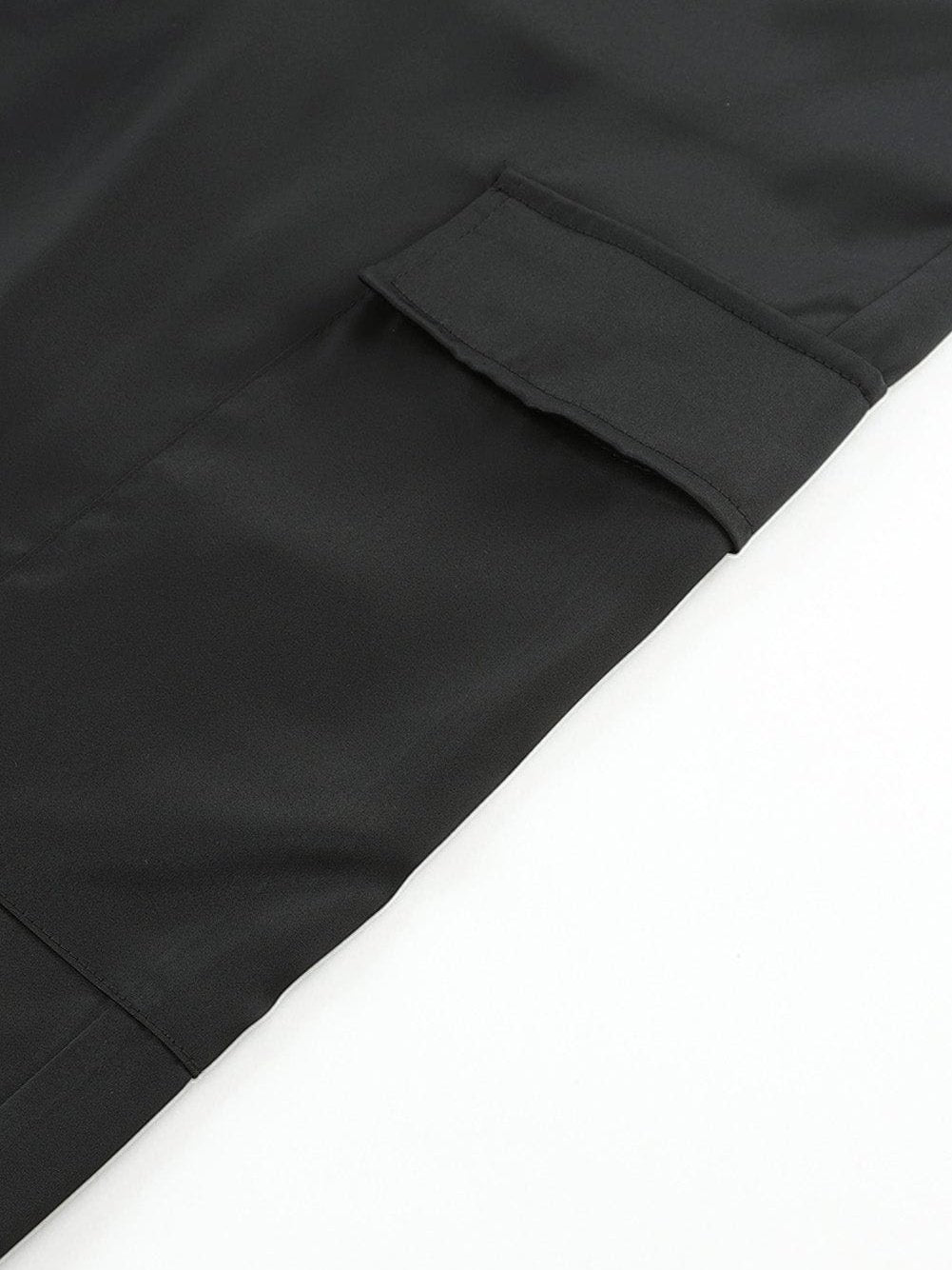 Elegant Rosy Satin Elastic Waist Pants with Pockets