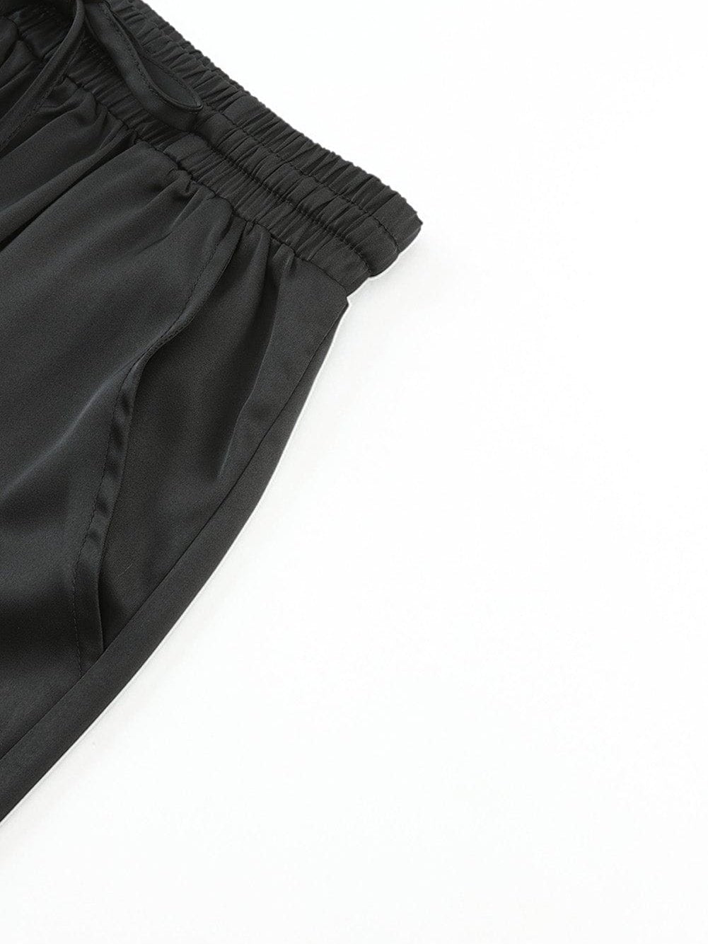 Elegant Rosy Satin Elastic Waist Pants with Pockets