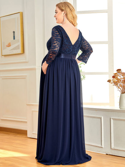 Elegant Round Neck Plus Size Maternity Maxi Dress