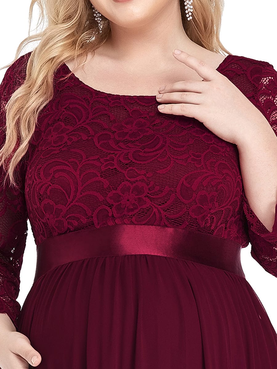 Elegant Round Neck Plus Size Maternity Maxi Dress