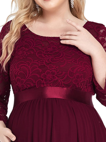 Elegant Round Neck Plus Size Maternity Maxi Dress