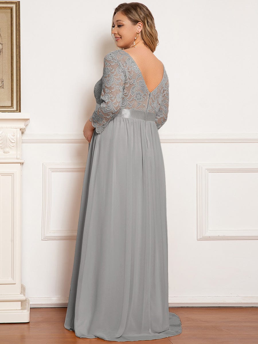 Elegant Round Neck Plus Size Maternity Maxi Dress