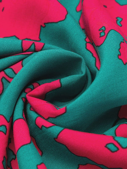 Elegant Sea Green Floral V Neck Maxi Boho Dress