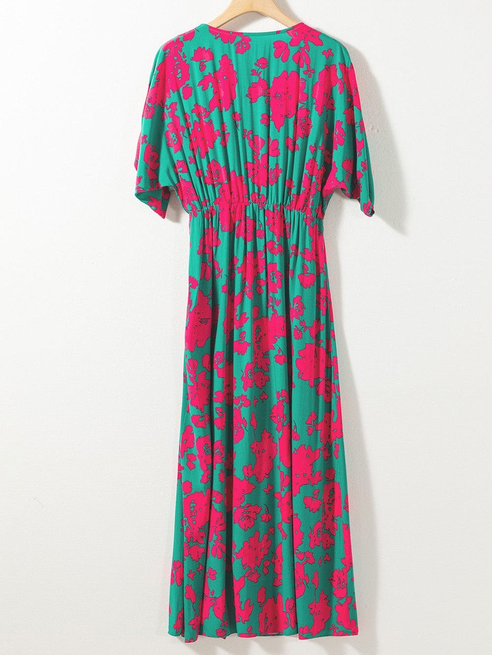 Elegant Sea Green Floral V Neck Maxi Boho Dress