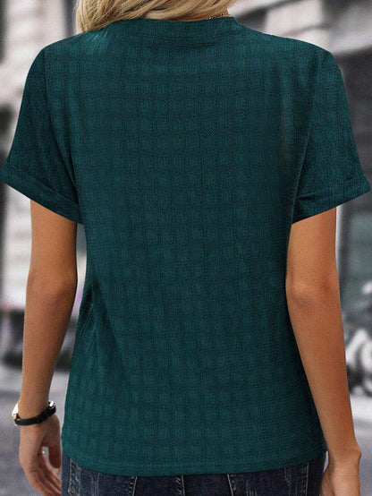 Elegant Sea Green Textured V-Neck Blouse