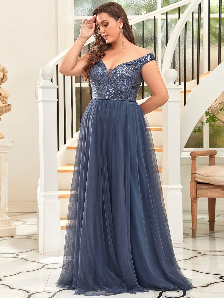Elegant Sequin-Embellished Tulle Evening Gown