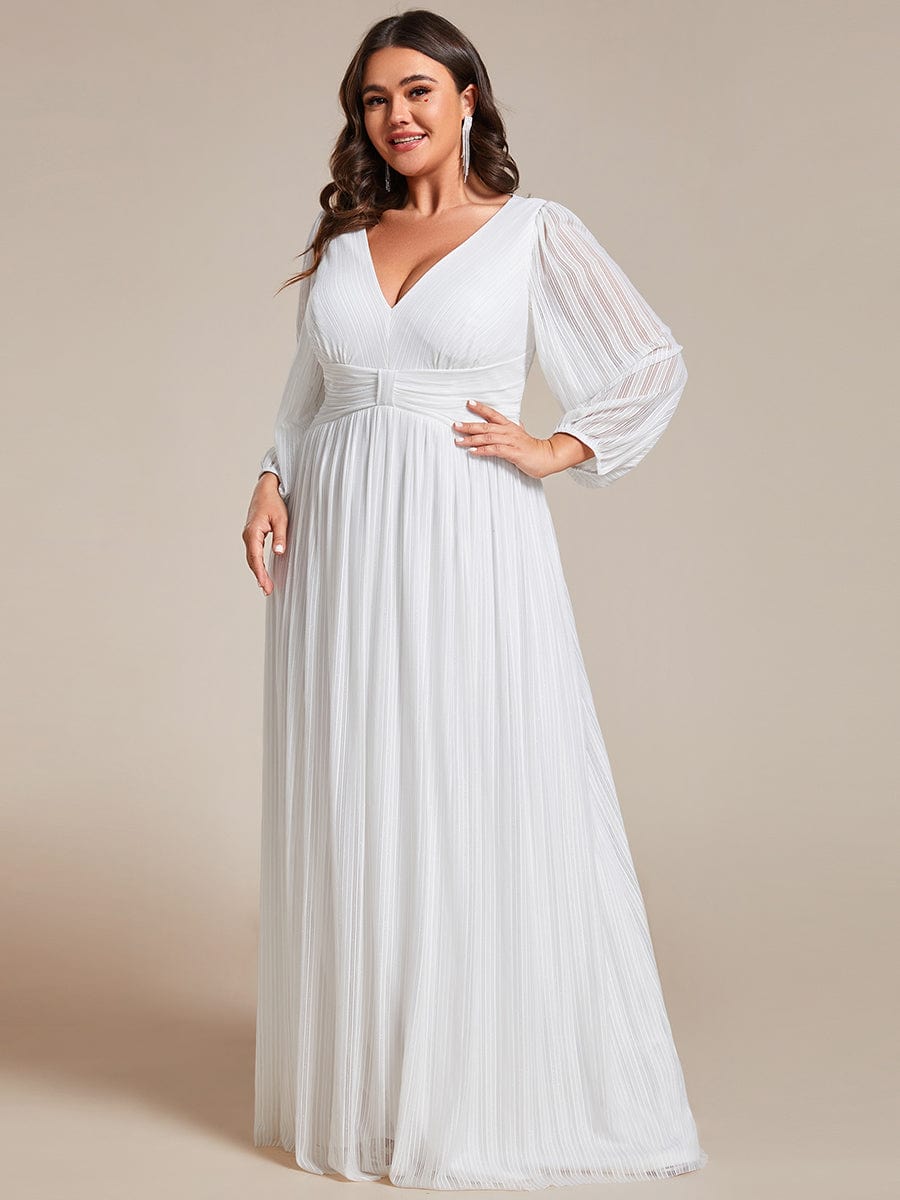 Elegant Sequin Empire Waist Evening Gown with Sheer Sleeves for Plus Size Women