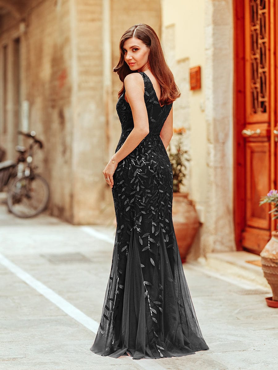 Elegant Sequin Fishtail Evening Gown for Women