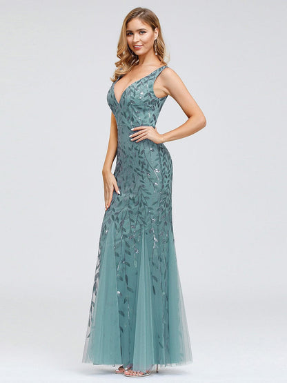 Elegant Sequin Fishtail Evening Gown for Women