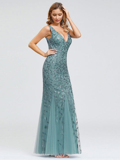 Elegant Sequin Fishtail Evening Gown for Women