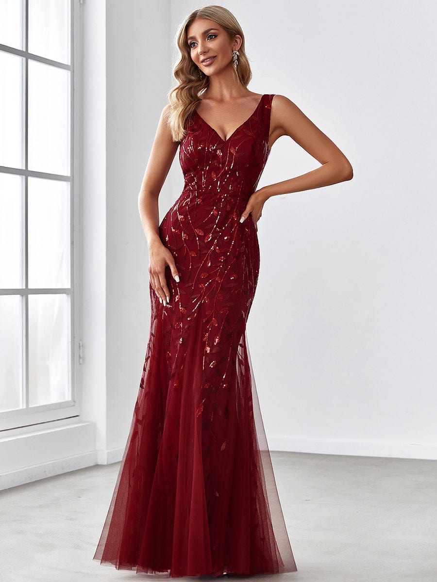 Elegant Sequin Fishtail Evening Gown for Women