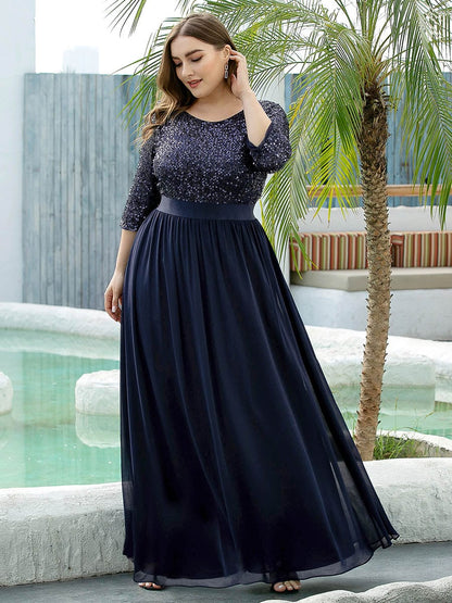 Elegant Sequin & Tulle Evening Gown for Mother of the Bride